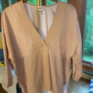 Veronica M Tan Wrap Blouse 3/4 Sleeve